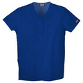 Cherokee Workwear Snap Front V-Neck Top